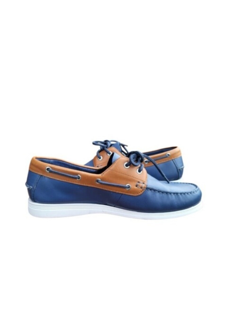 Cole Haan Leather Cornell 2 Eye Blue Brown Boat Shoe Loafer Preppy Dress Men 9 - Picture 5 of 10